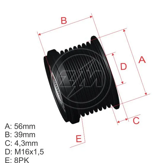 Alternator Freewheel Clutch (ZM 96.000.22)