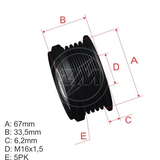 Alternator Freewheel Clutch (ZM 96.005.38)