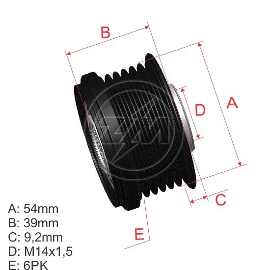 Alternator Freewheel Clutch (ZM 96.005.42)