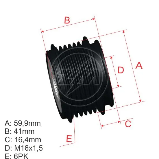 Alternator Freewheel Clutch (ZM 96.005.41)