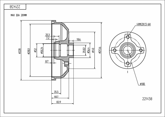Brake Drum (221 458)
