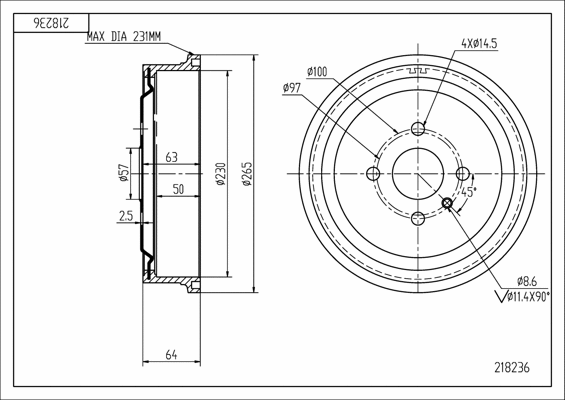Brake Drum (218 236)