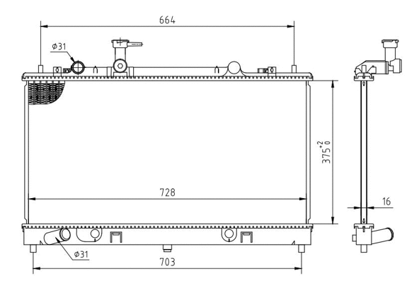 Radiator, engine cooling (637 153)