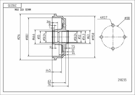 Brake Drum (218 235)