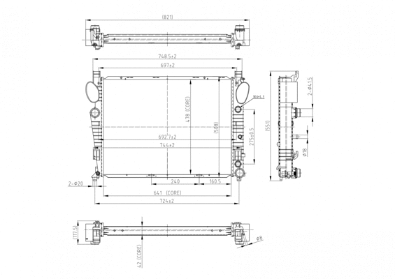 Radiator, engine cooling (606 474)