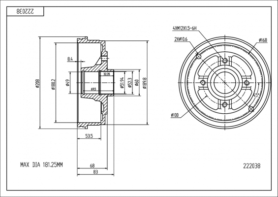 Brake Drum (222 038)