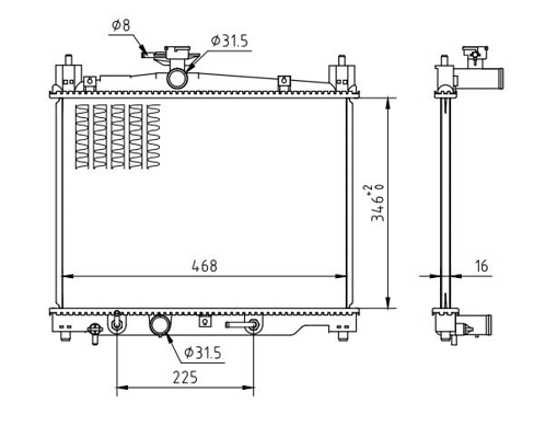 Radiator, engine cooling (637 160)