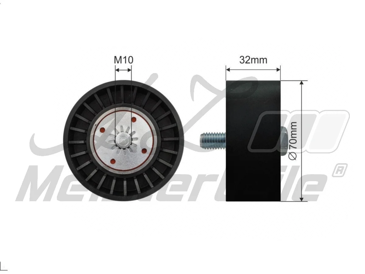 Deflection/Guide Pulley, V-ribbed belt
