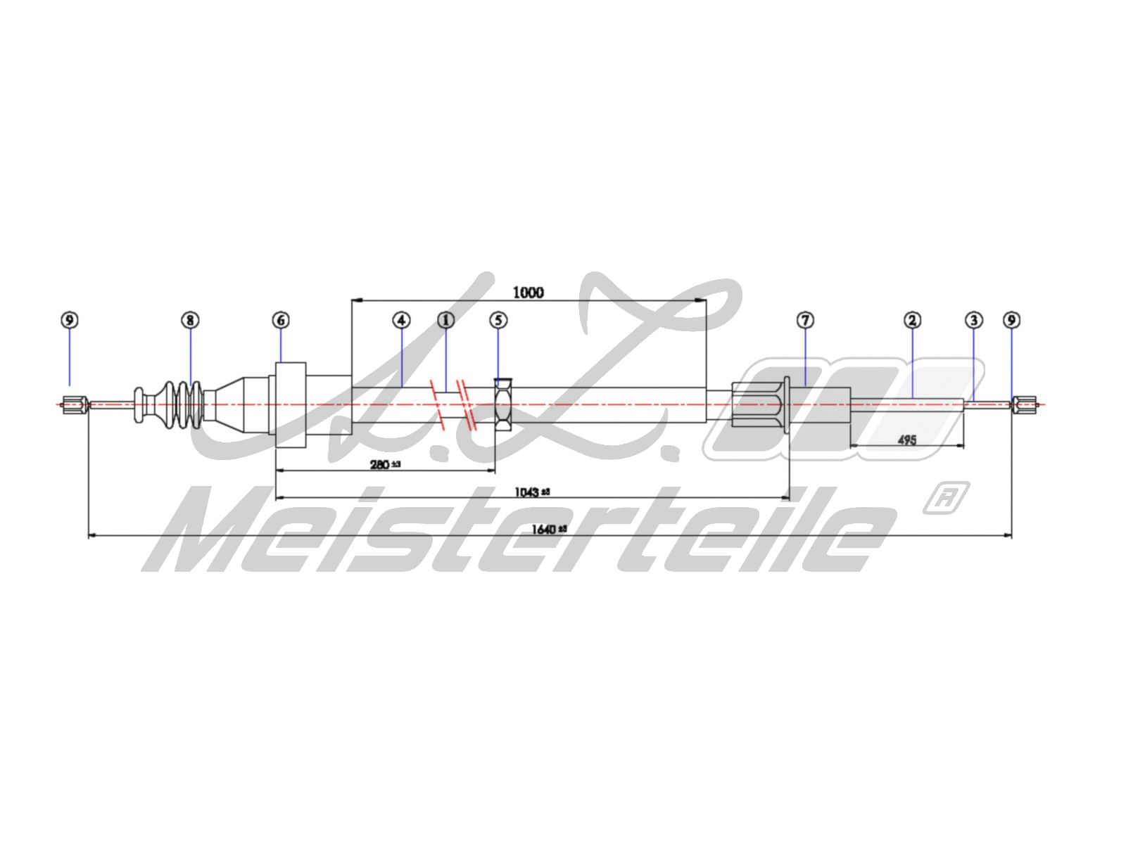 Cable Pull, parking brake (AZMT-44-031-1726)