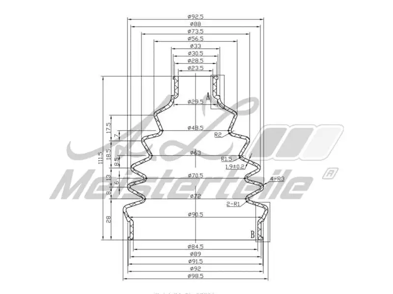 Bellow Kit, drive shaft (AZMT-43-020-1319)