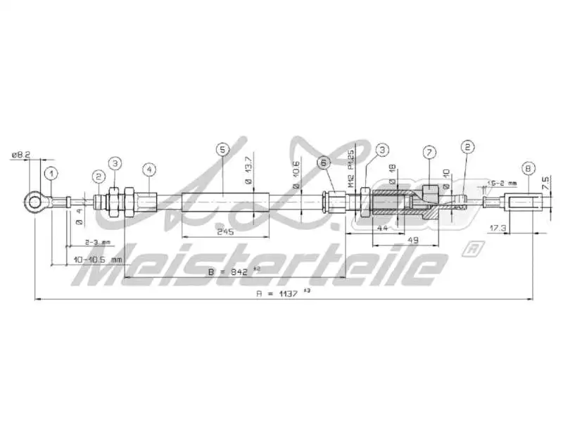 Cable Pull, parking brake (AZMT-44-031-1164)