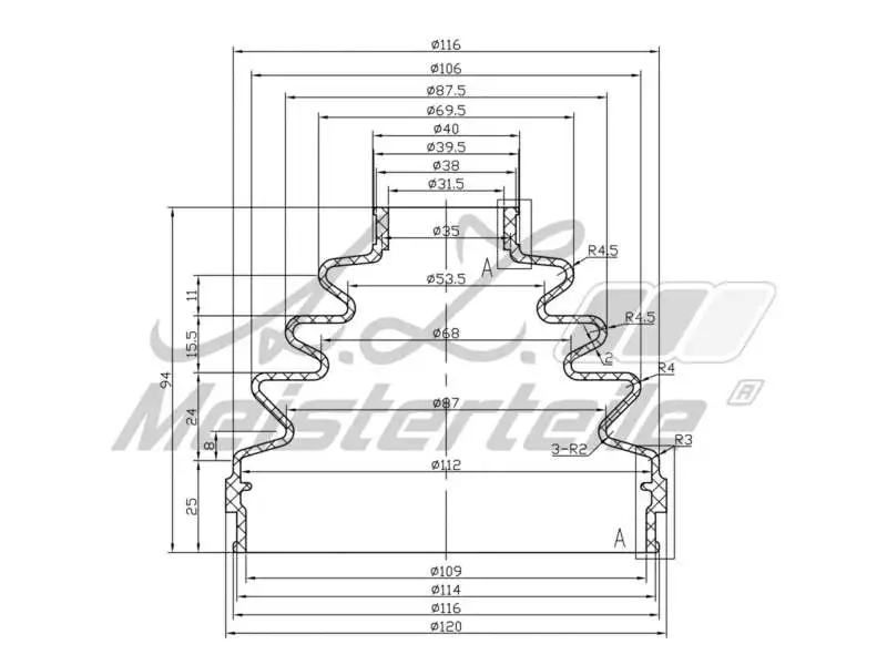 Bellow Kit, drive shaft (AZMT-43-020-1342)