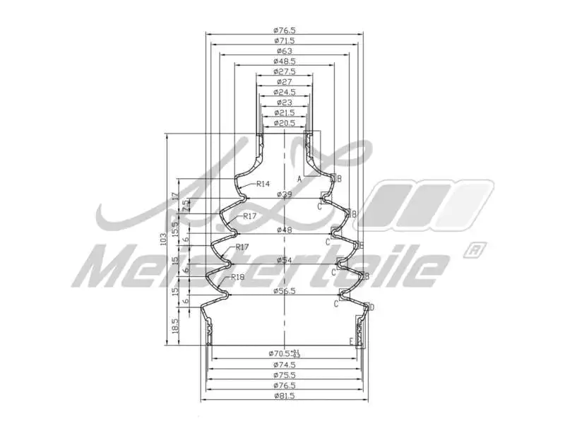 Bellow Kit, drive shaft (AZMT-43-020-1369)