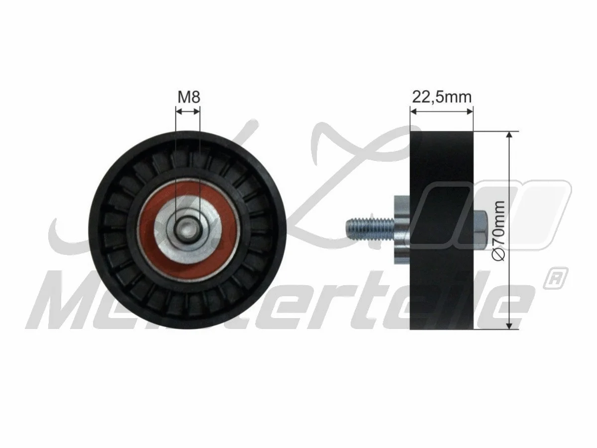 Deflection/Guide Pulley, V-ribbed belt