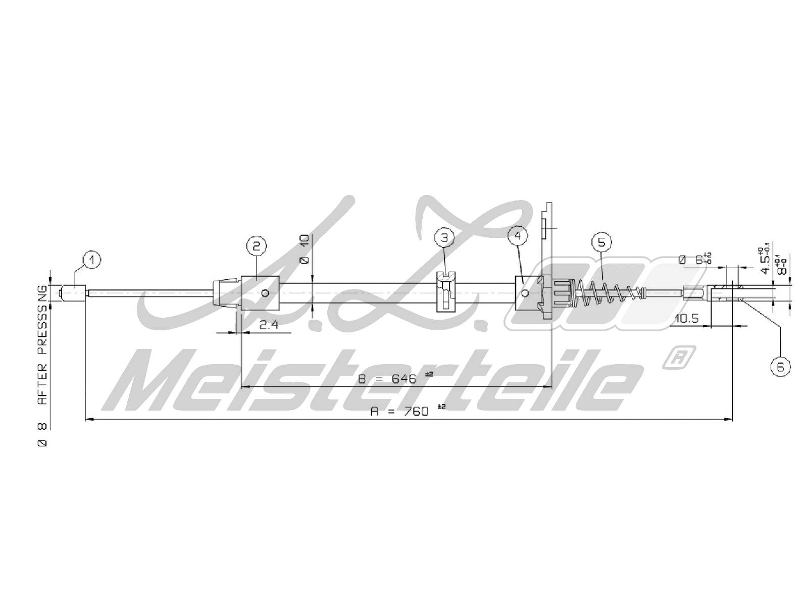 Cable Pull, parking brake (AZMT-44-031-1566)