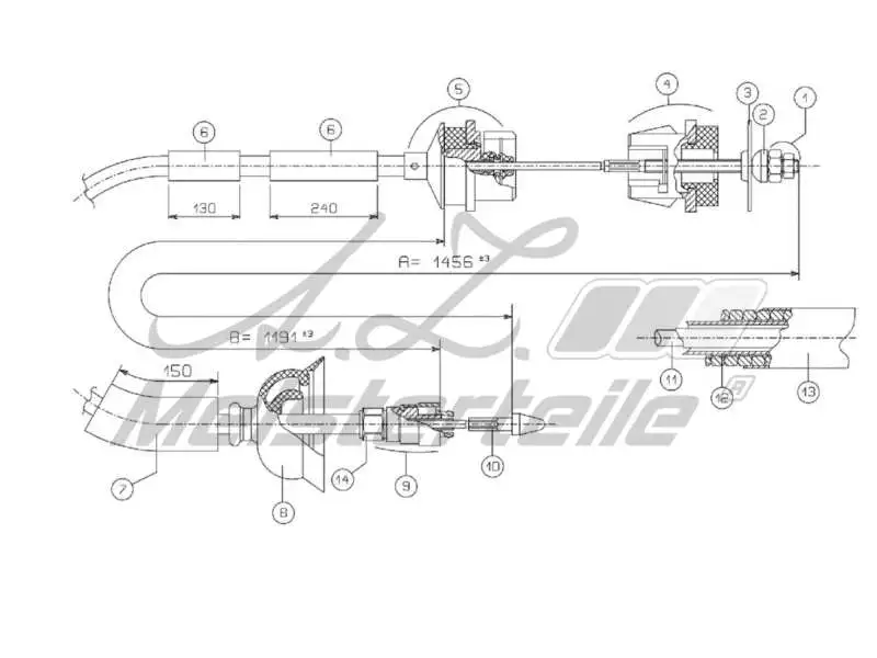 Cable Pull, clutch control (AZMT-47-010-1338)
