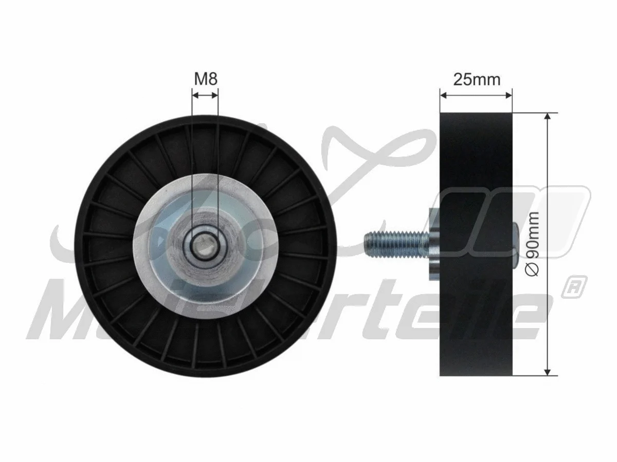 Deflection/Guide Pulley, V-ribbed belt