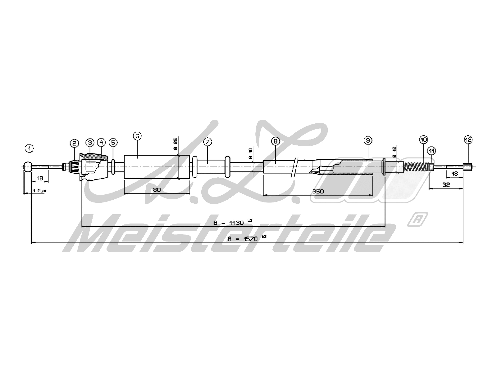 Cable Pull, parking brake (AZMT-44-031-1796)