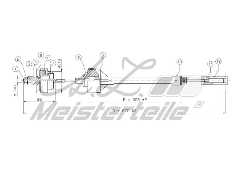 Cable Pull, clutch control (AZMT-47-010-1290)