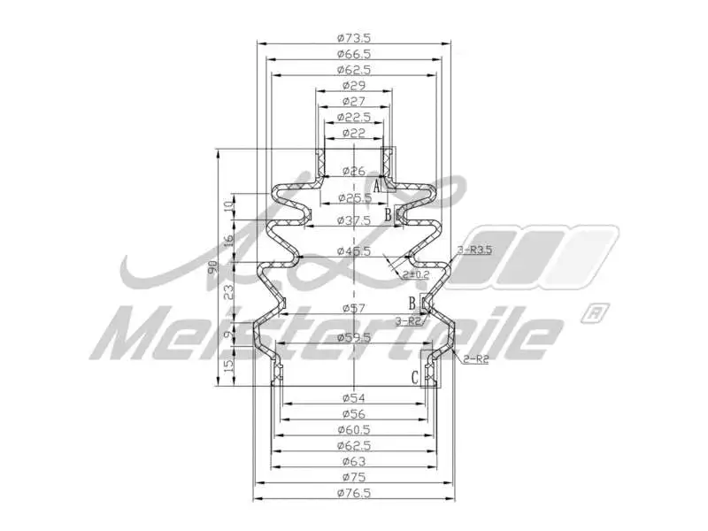 Bellow Kit, drive shaft (AZMT-43-020-1358)
