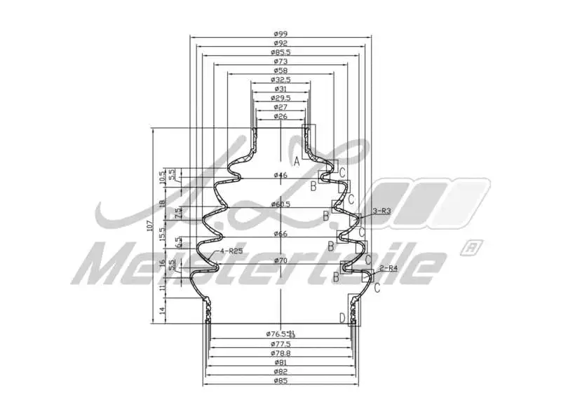 Bellow Kit, drive shaft (AZMT-43-020-1310)