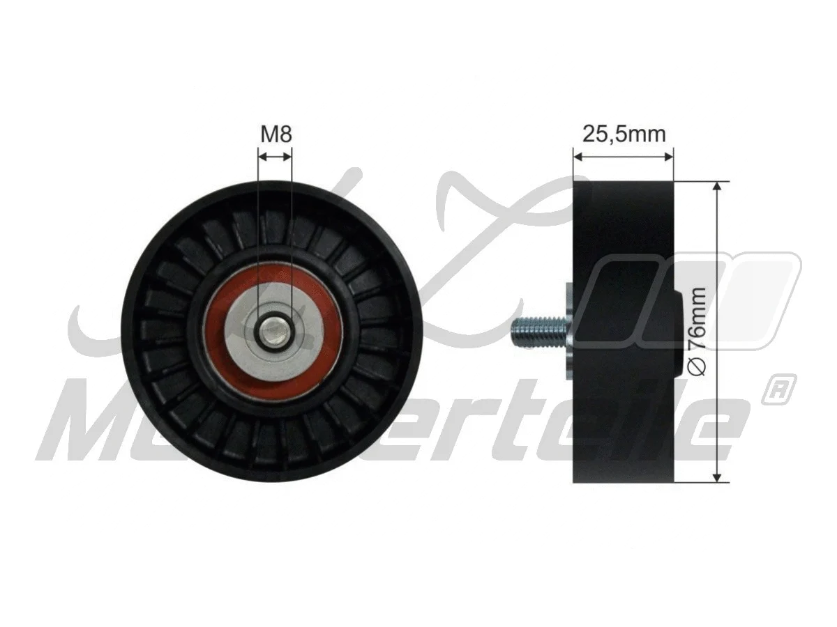Deflection/Guide Pulley, V-ribbed belt