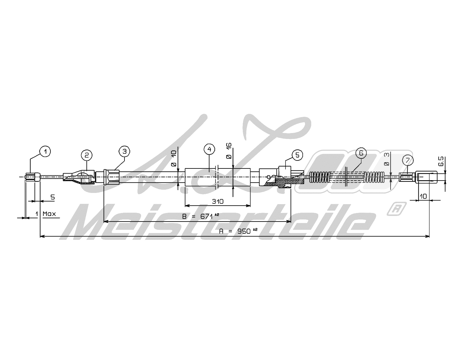 Cable Pull, parking brake (AZMT-44-031-1116)