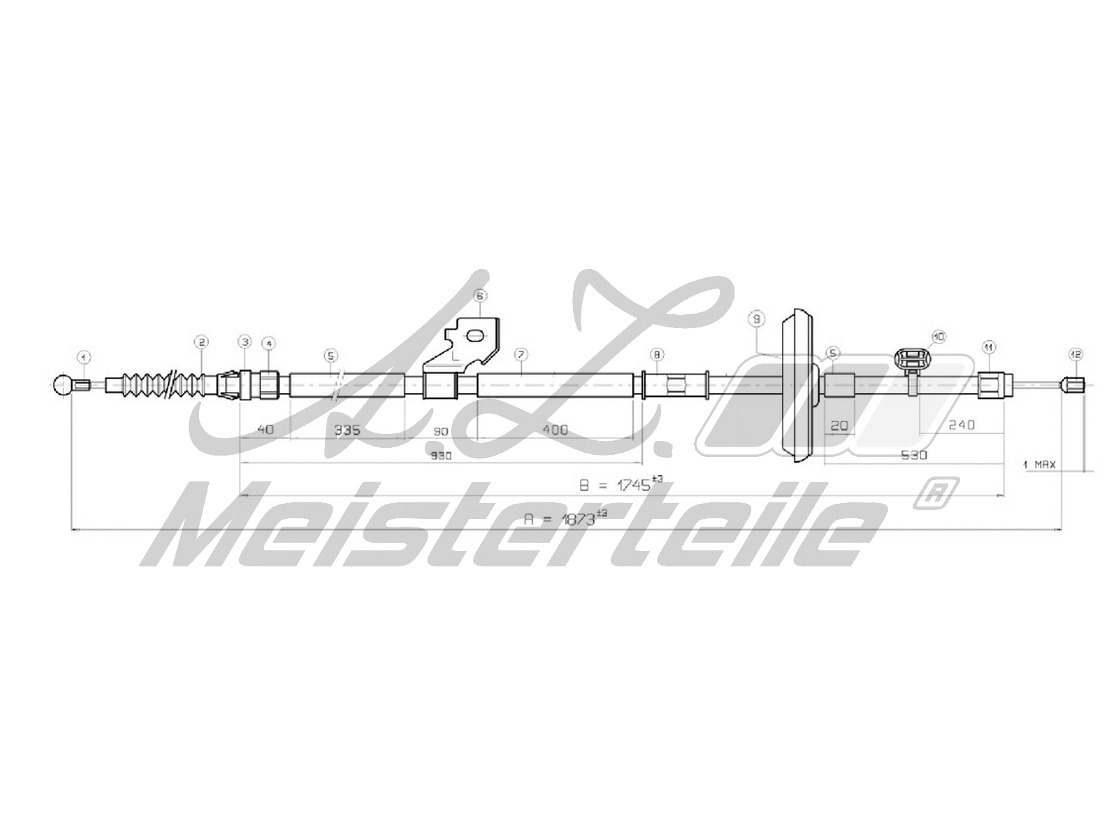 Cable Pull, parking brake (AZMT-44-031-1322)