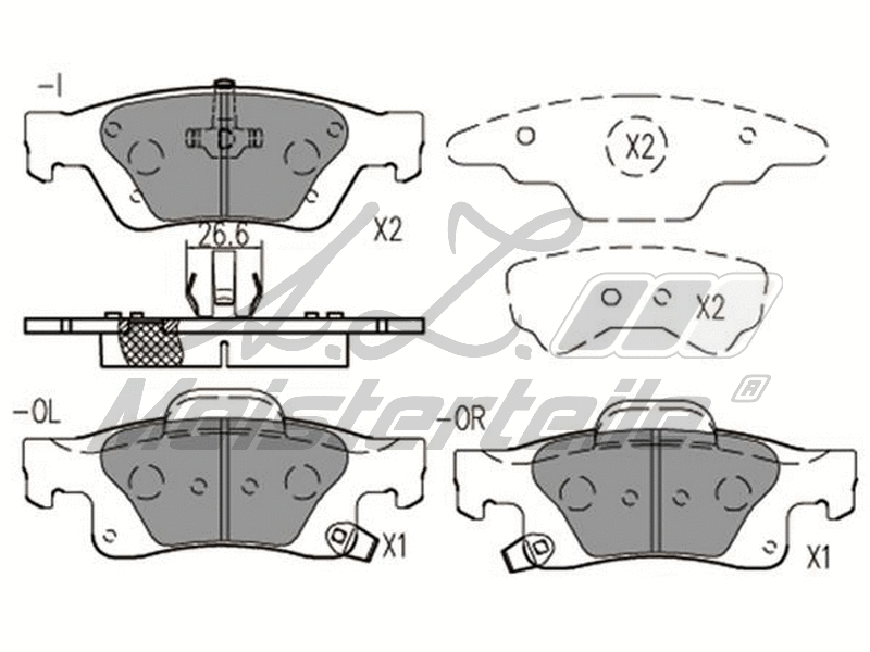 Brake Pad Set, disc brake (AZMT-44-022-1809)