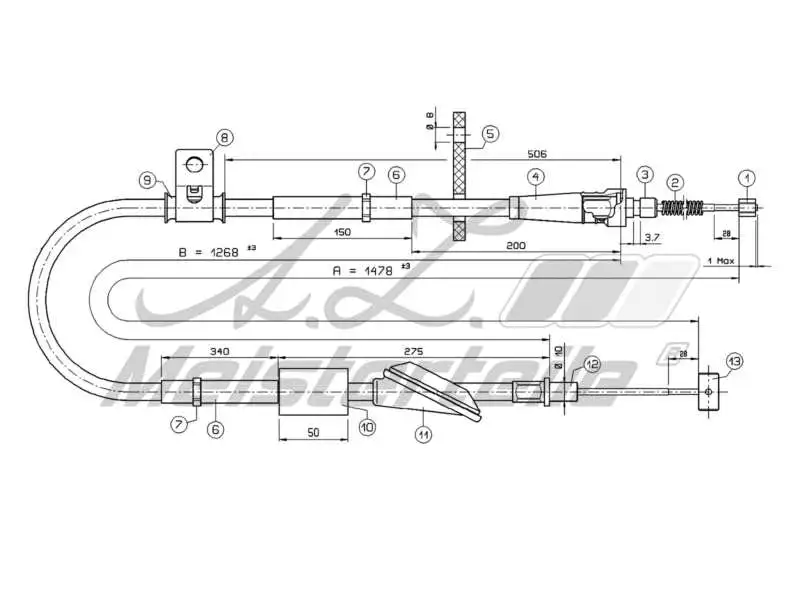 Cable Pull, parking brake (AZMT-44-031-1310)