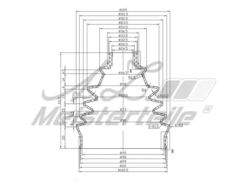 Bellow Kit, drive shaft (AZMT-43-020-1359)
