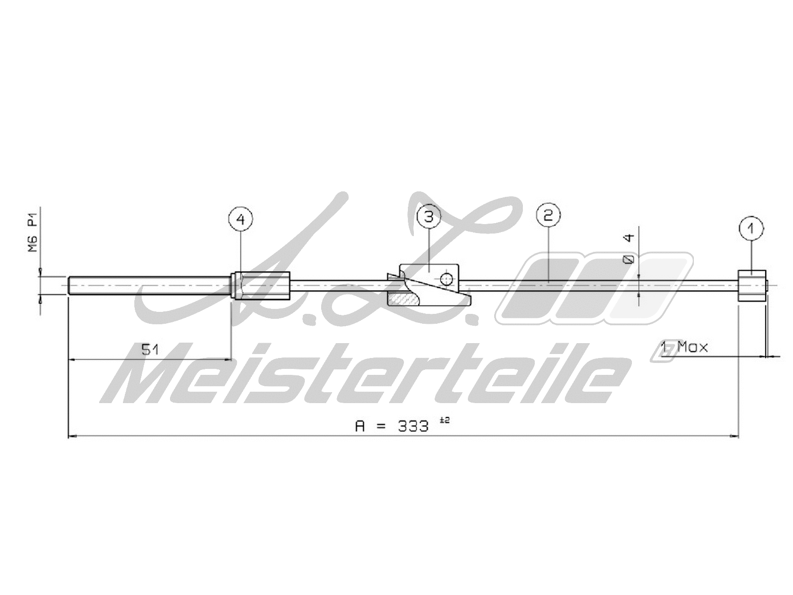 Cable Pull, parking brake (AZMT-44-031-1494)