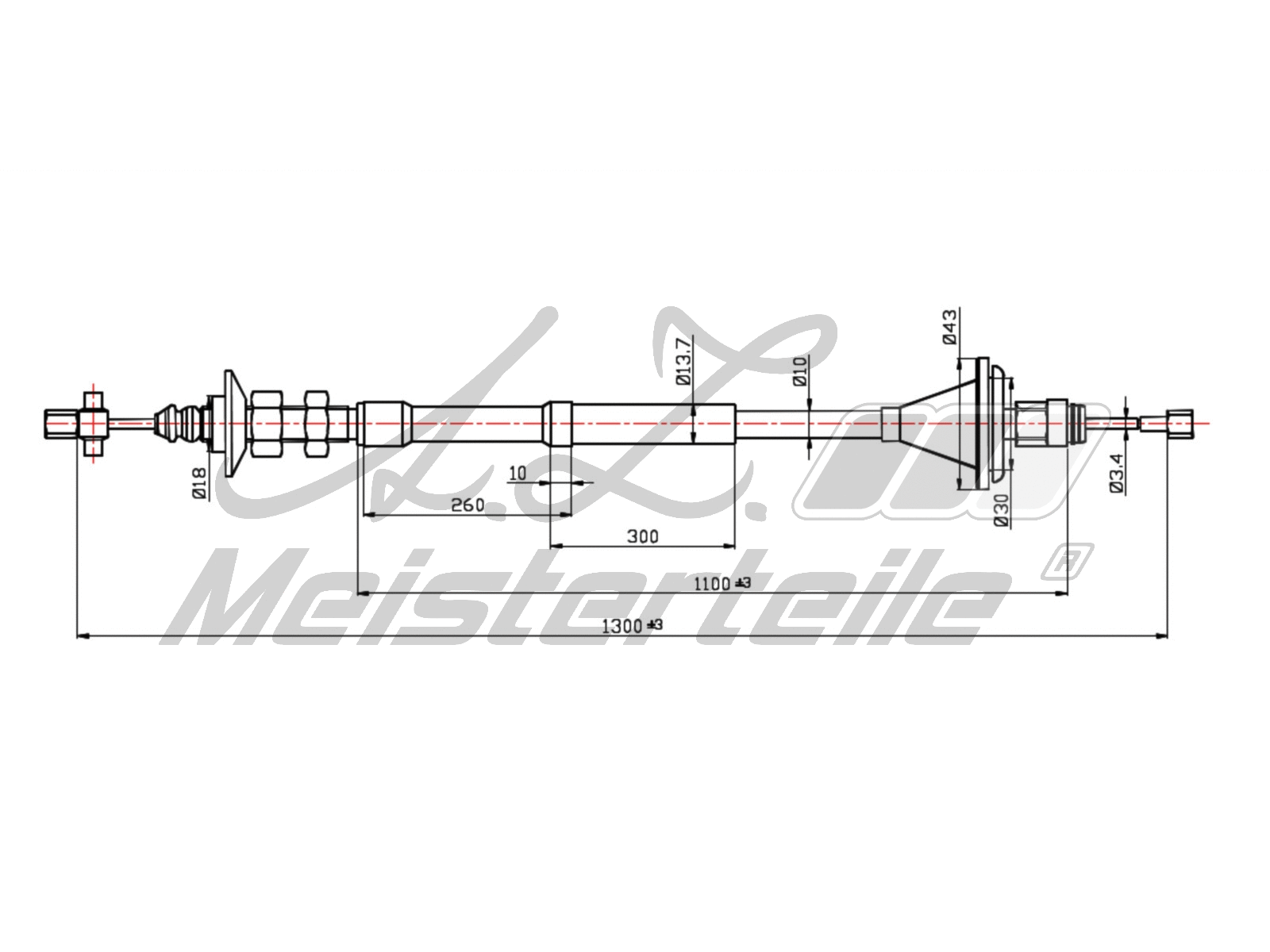 Cable Pull, clutch control (AZMT-47-010-1282)