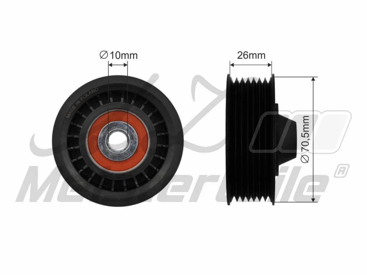Deflection/Guide Pulley, V-ribbed belt