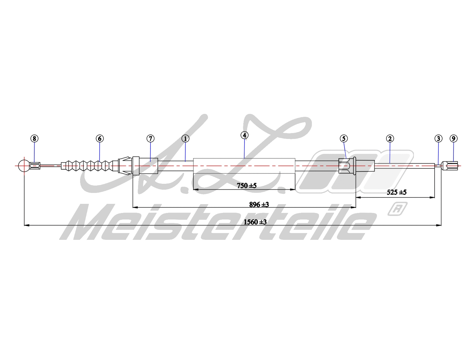 Cable Pull, parking brake (AZMT-44-031-1754)
