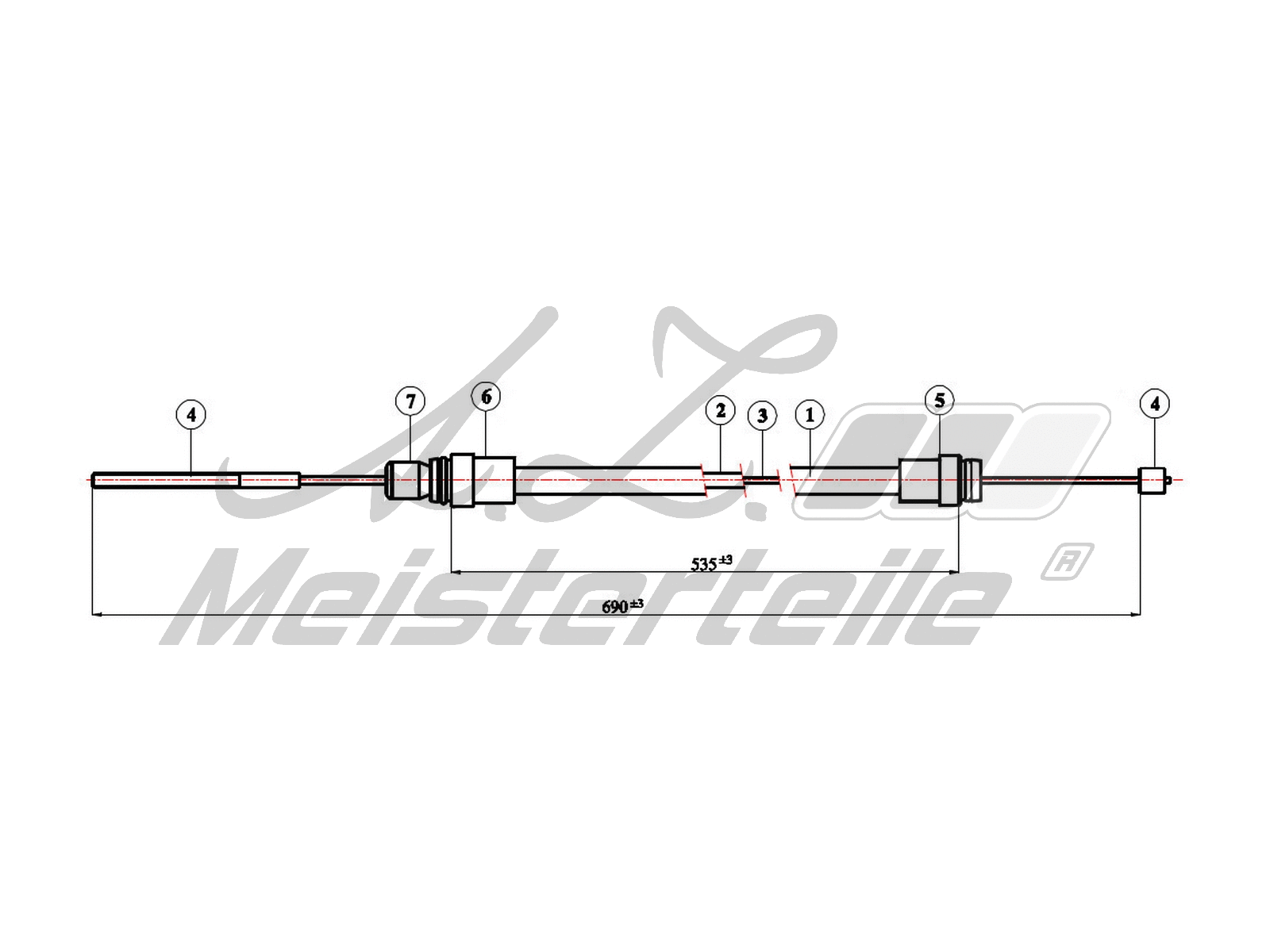Cable Pull, clutch control (AZMT-47-010-1268)