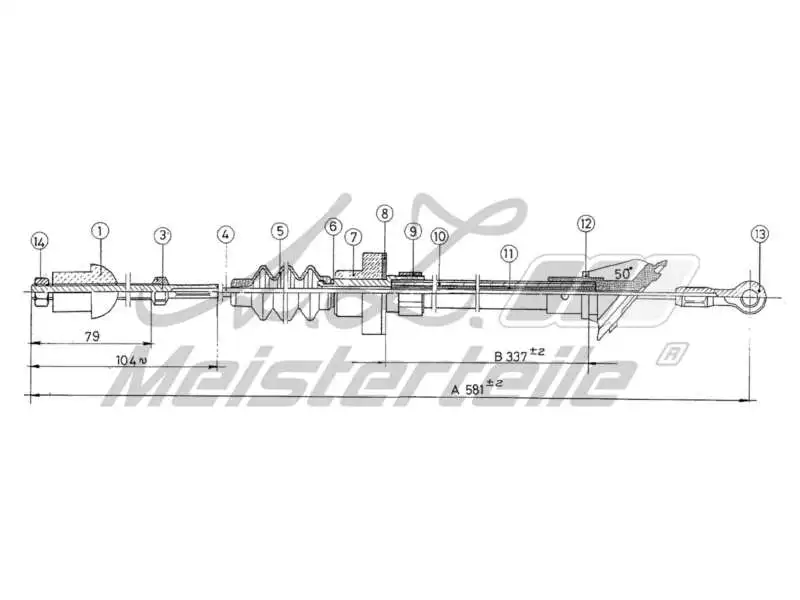 Cable Pull, clutch control (AZMT-47-010-1359)