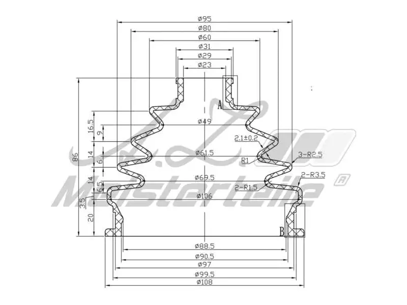 Bellow Kit, drive shaft (AZMT-43-020-1336)