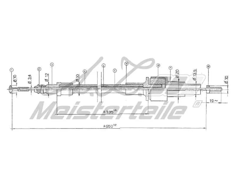 Cable Pull, clutch control (AZMT-47-010-1305)