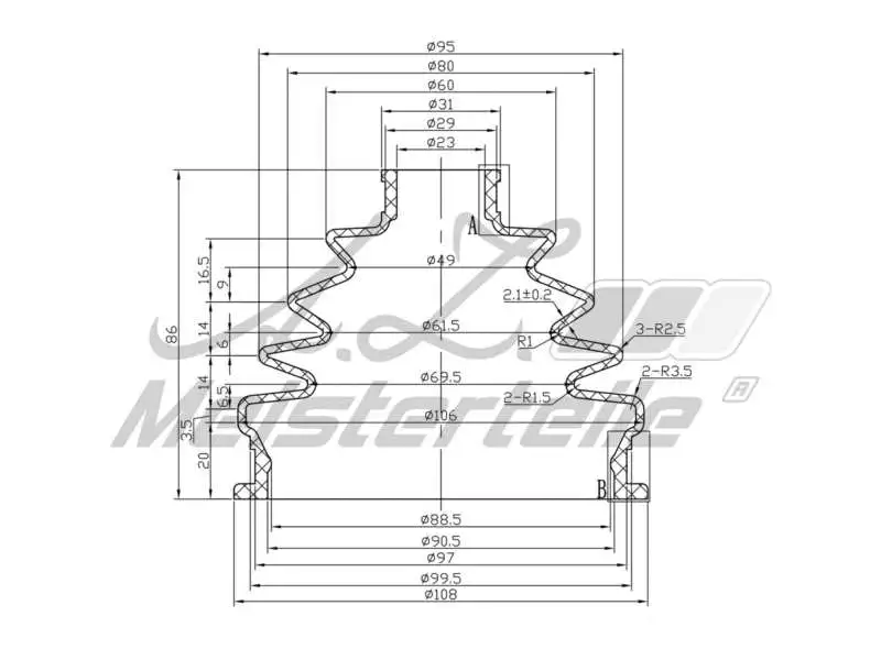 Bellow Kit, drive shaft (AZMT-43-020-1335)