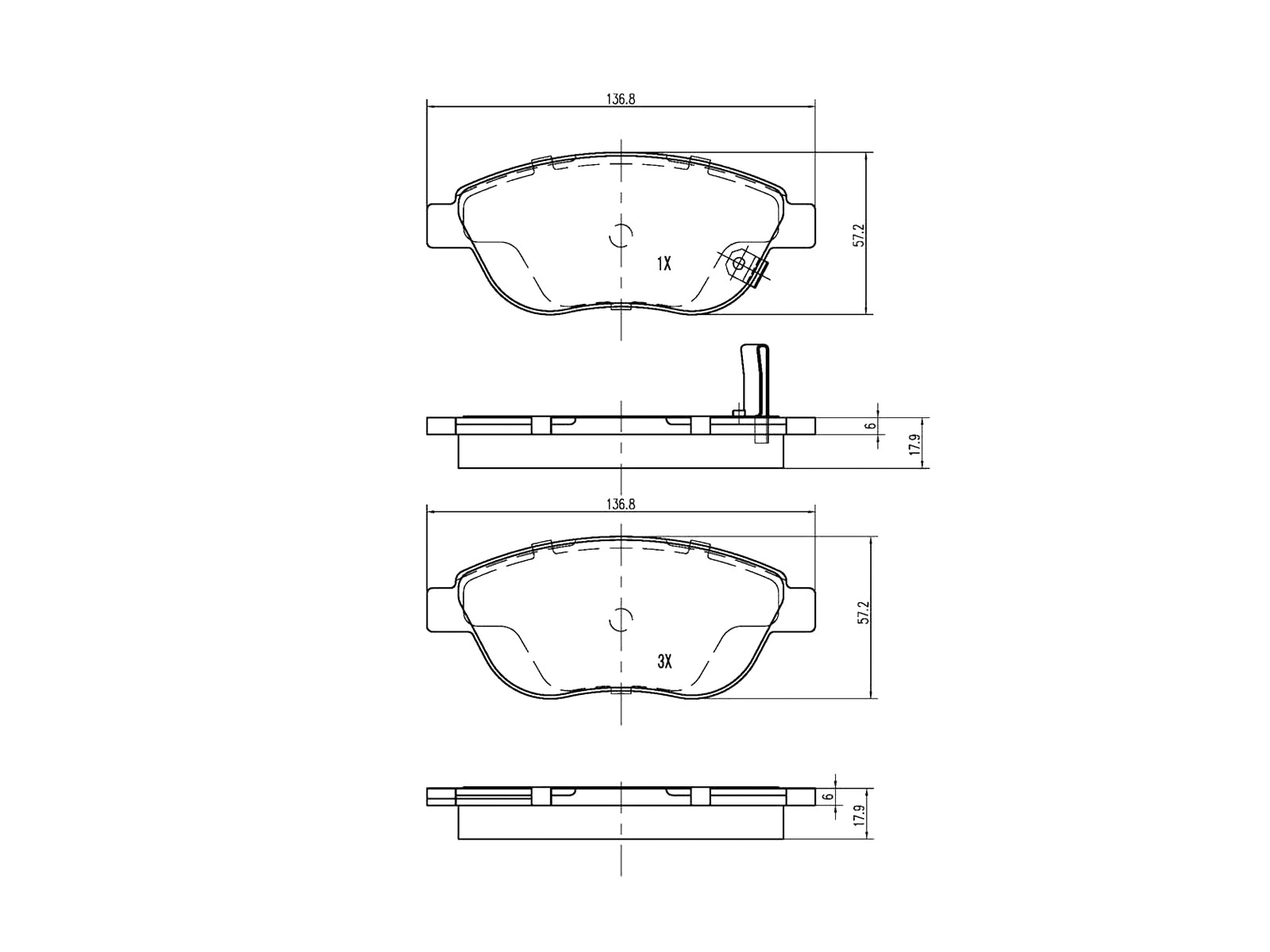 Brake Pad Set, disc brake (AZMT-44-022-1252)
