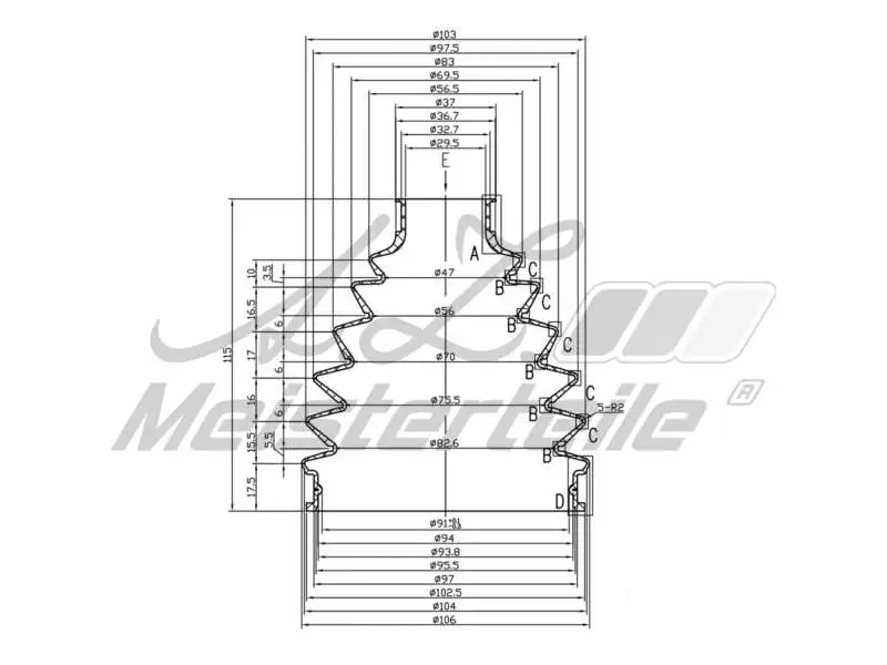 Bellow Kit, drive shaft (AZMT-43-020-1328)