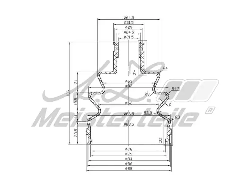 Bellow Kit, drive shaft (AZMT-43-020-1324)
