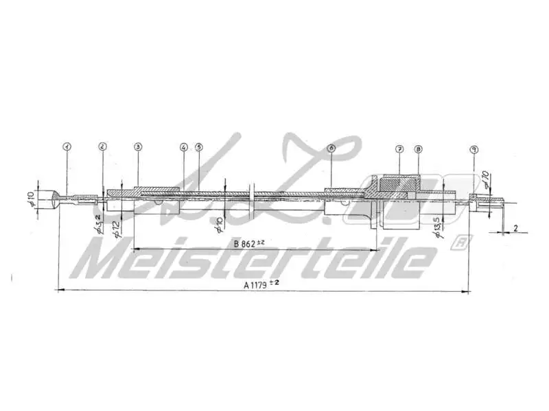 Cable Pull, clutch control (AZMT-47-010-1310)