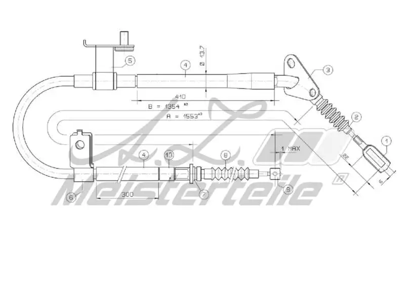 Cable Pull, parking brake (AZMT-44-031-1334)