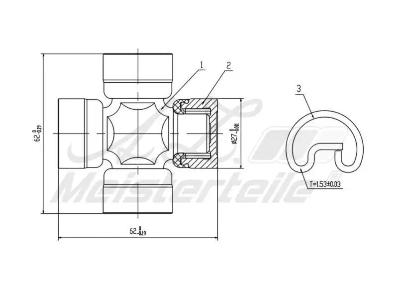 Joint, propshaft (AZMT-42-041-1027)
