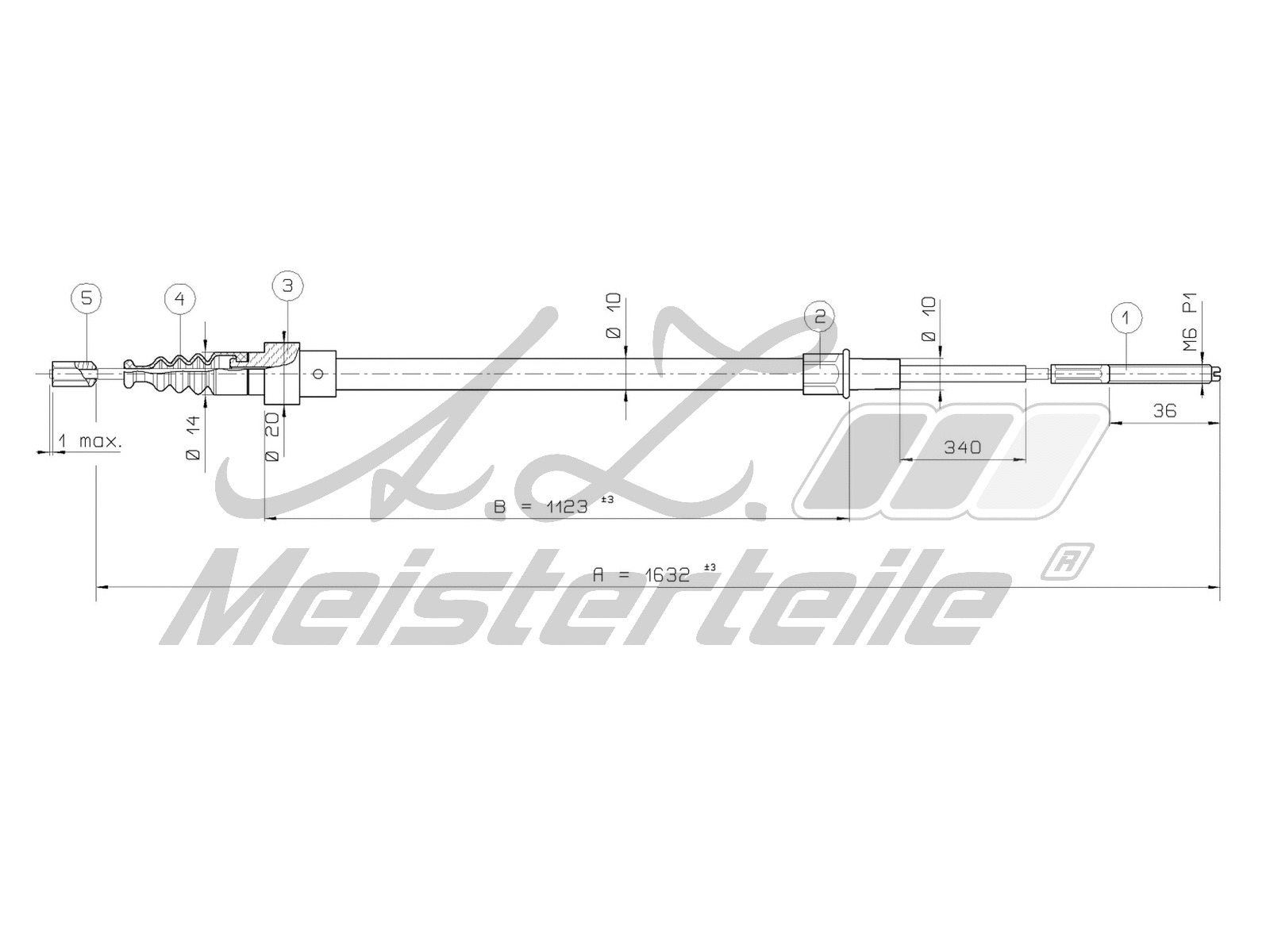 Cable Pull, parking brake (AZMT-44-031-1691)