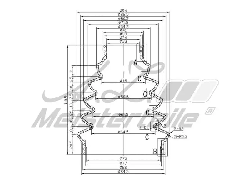 Bellow Kit, drive shaft (AZMT-43-020-1372)