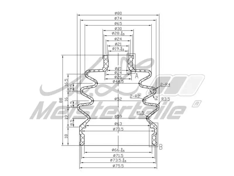 Bellow Kit, drive shaft (AZMT-43-020-1323)