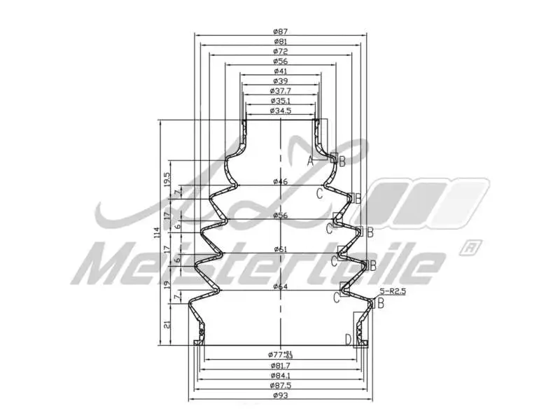 Bellow Kit, drive shaft (AZMT-43-020-1360)
